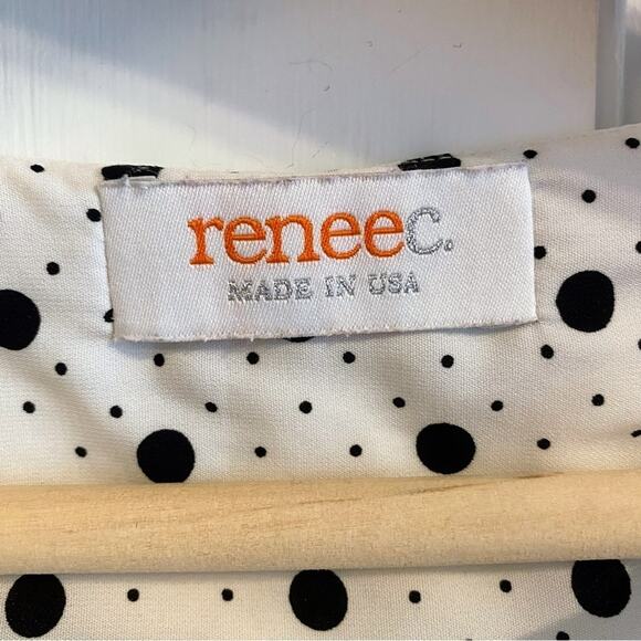 Renee C Leida Split Back Blouse White with Black Polka Dots Size Medium - Picture 3 of 7